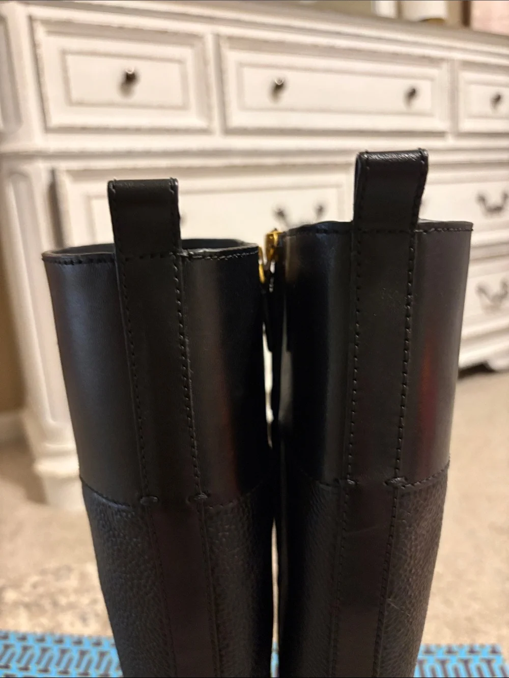 Tory Burch Dark Brown Tall Leather Zip Riding Boots
